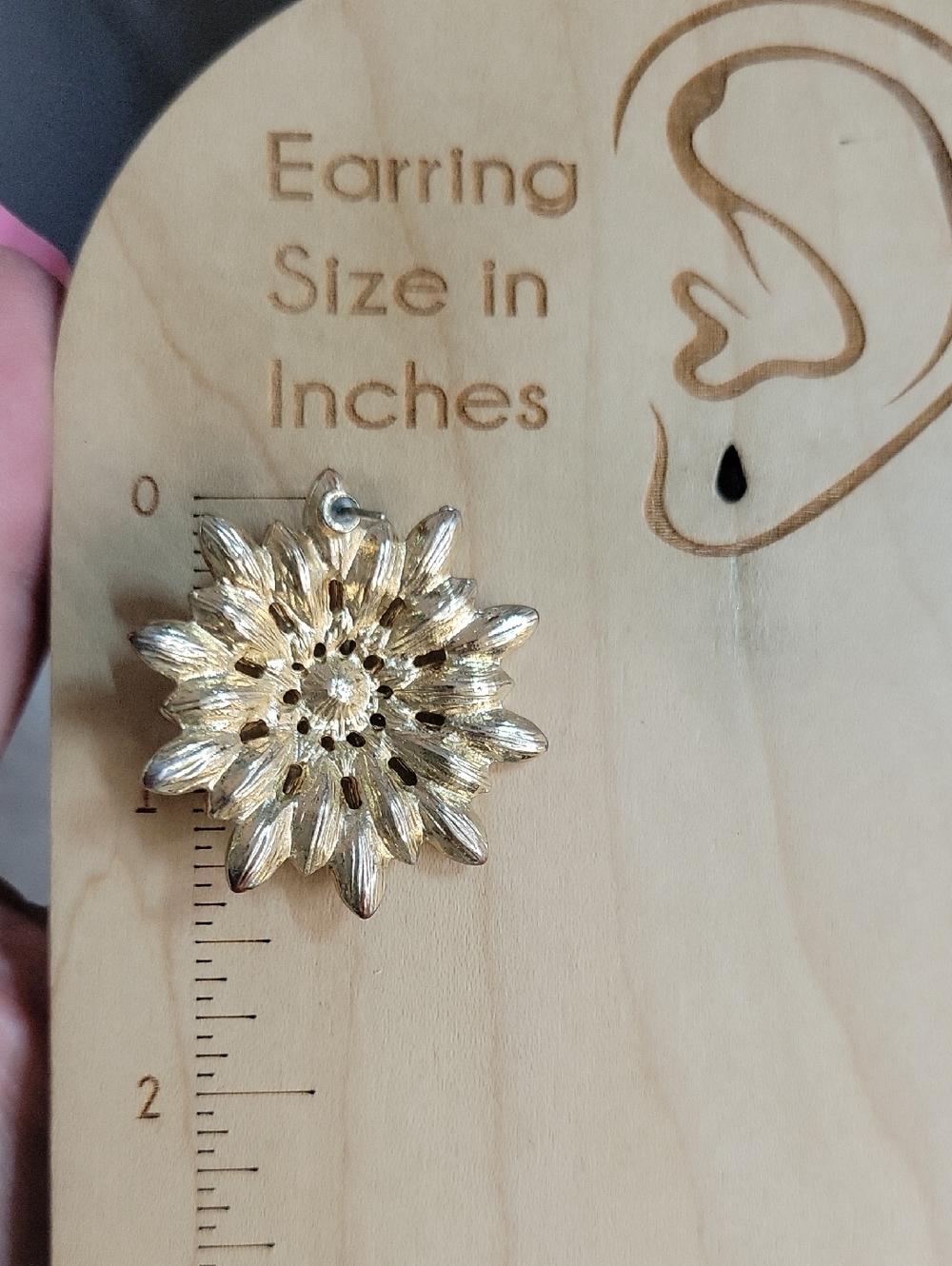 Crystal Floral Statement Earrings - Gold-Tone Champagne Sparkle - Picture 5 of 7